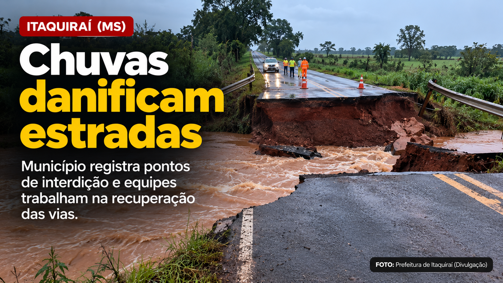 Chuvas ultrapassam 379 milímetros e provocam danos em estradas rurais de Itaquiraí