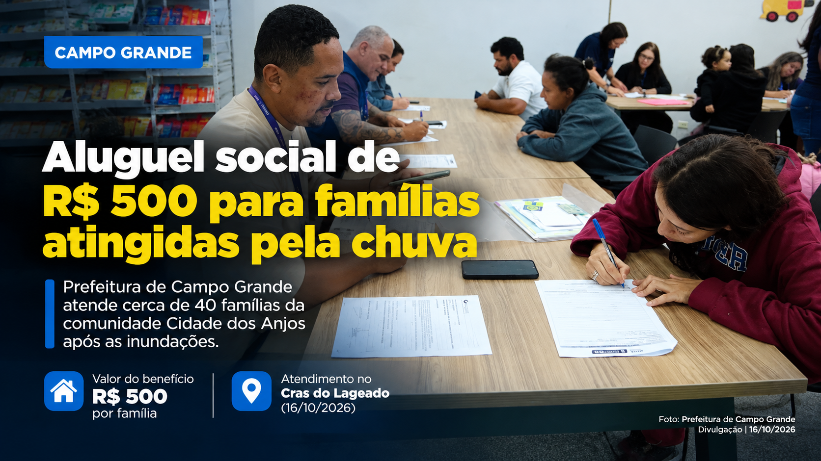 Após inundações, famílias de Campo Grande recebem oferta de aluguel social de R$ 500